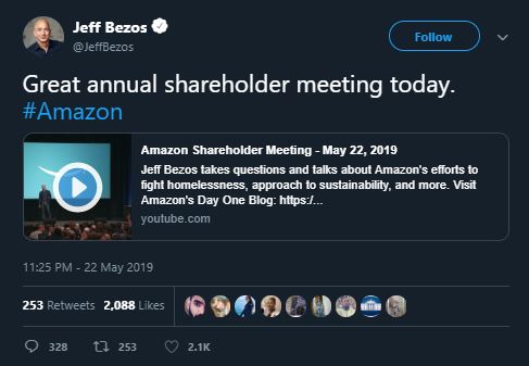 Amazon shareholder meetings on social media