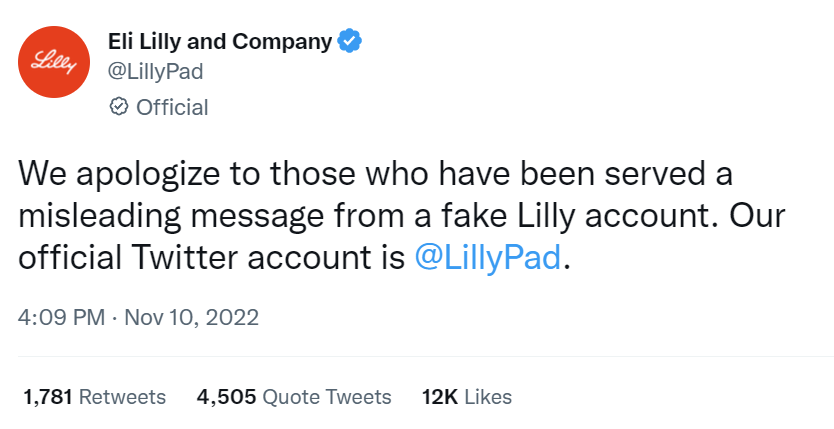 Lilly statement about the incident