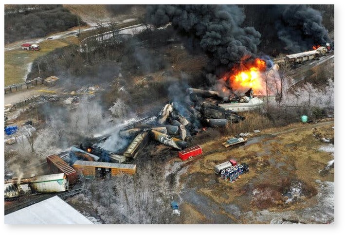 Photo of the train derailment in East Palestine, Ohio